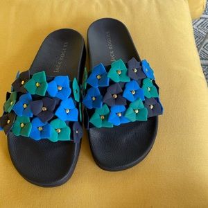 Fun rubber Jack Rogers slide sandals. Perfect for the beach or pool.